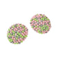 Madeline Love Pink&Green, Silver Beaded Pearl Rhinestone Embellished Dome Earrings - desc