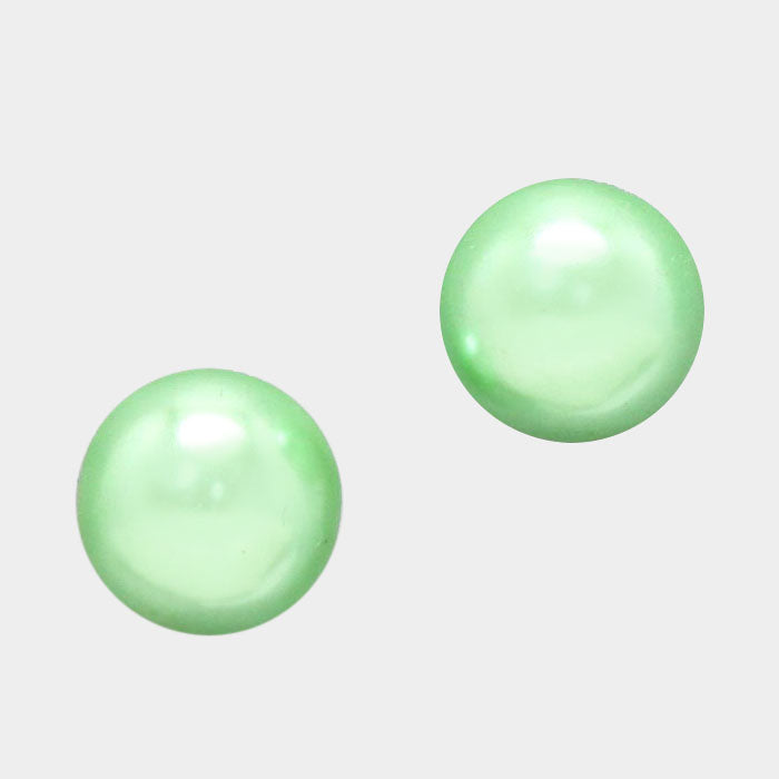 Madeline Love Rhodium, Green Pearl stud earrings