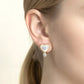 Madeline Love Gold, White 14K Gold Dipped CZ Accent Pearl Heart Huggie Hoop Earrings - extra
