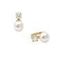 Madeline Love Gold, White 14K Gold Dipped CZ Classic Pearl Drop Huggie Hoop Earrings - extra