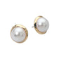 Madeline Love Gold Hammered Frame Pearl Stud Earring - Earrings - desc