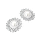 Madeline Love Rhodium Pearl Accent Crystal Halo Sunburst Rim Earrings - desc