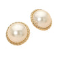 Madeline Love Cream, Gold Bold Classic Dome Pearl Earrings - desc