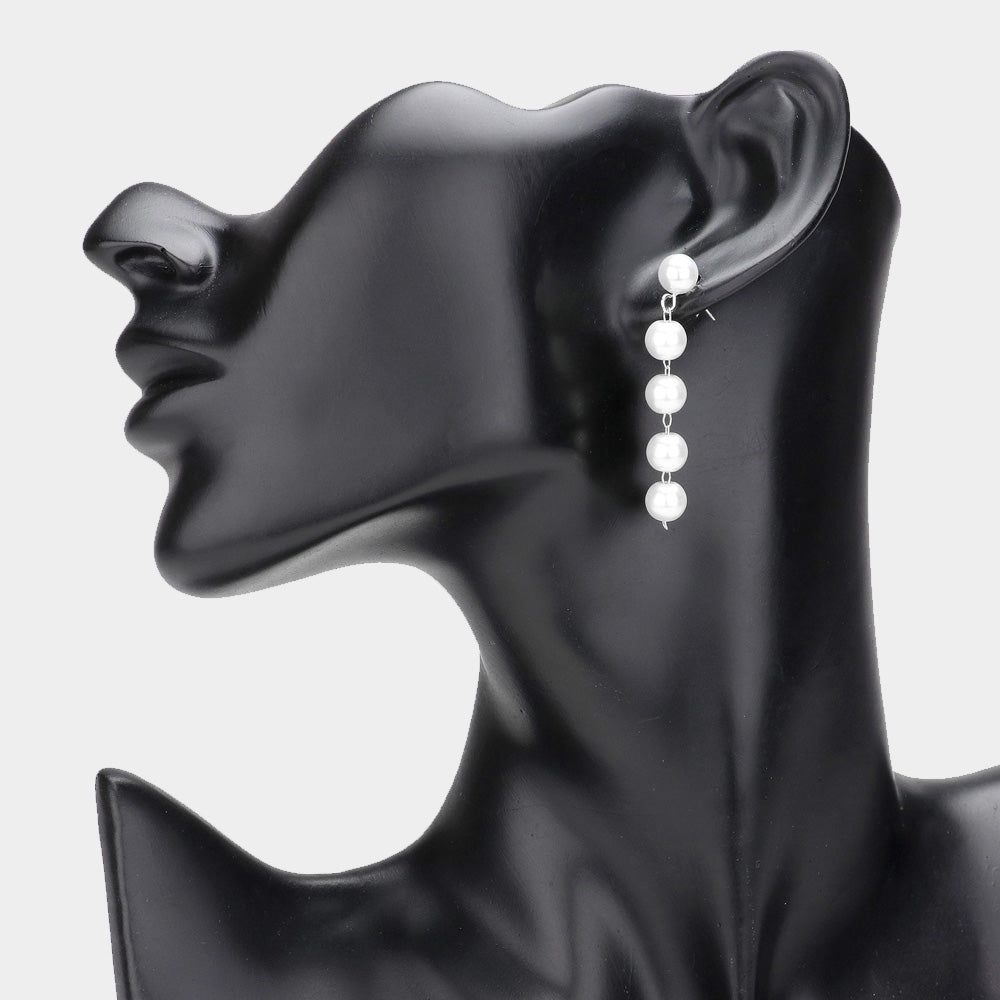 Madeline Love Silver Pearl Link Dropdown Earrings