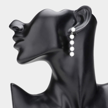 Madeline Love Silver Pearl Link Dropdown Earrings