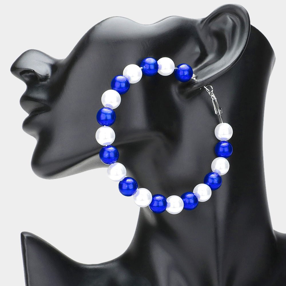 Madeline Love Blue Oversized Pearl Hoop Earrings