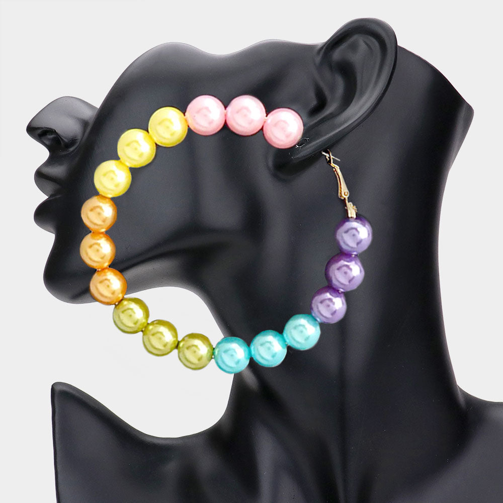 Madeline Love Multi Oversized Pearl Hoop Earrings
