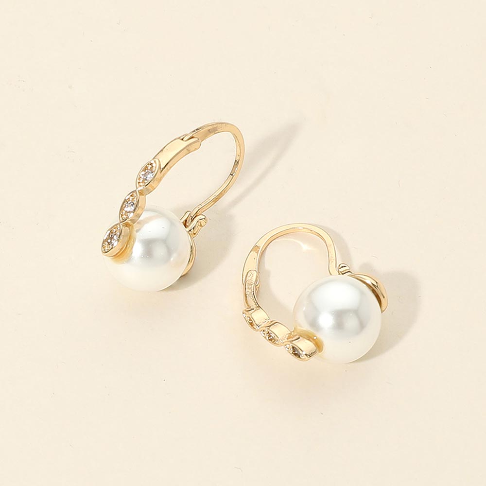 Madeline Love Cream, Gold Marquise Stone Accent Pearl Drop Earrings