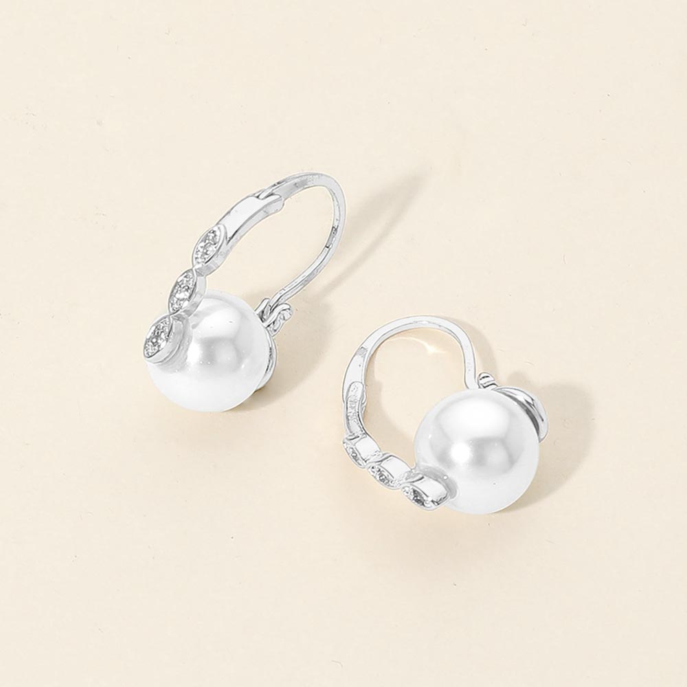 Madeline Love Cream, Silver Marquise Stone Accent Pearl Drop Earrings