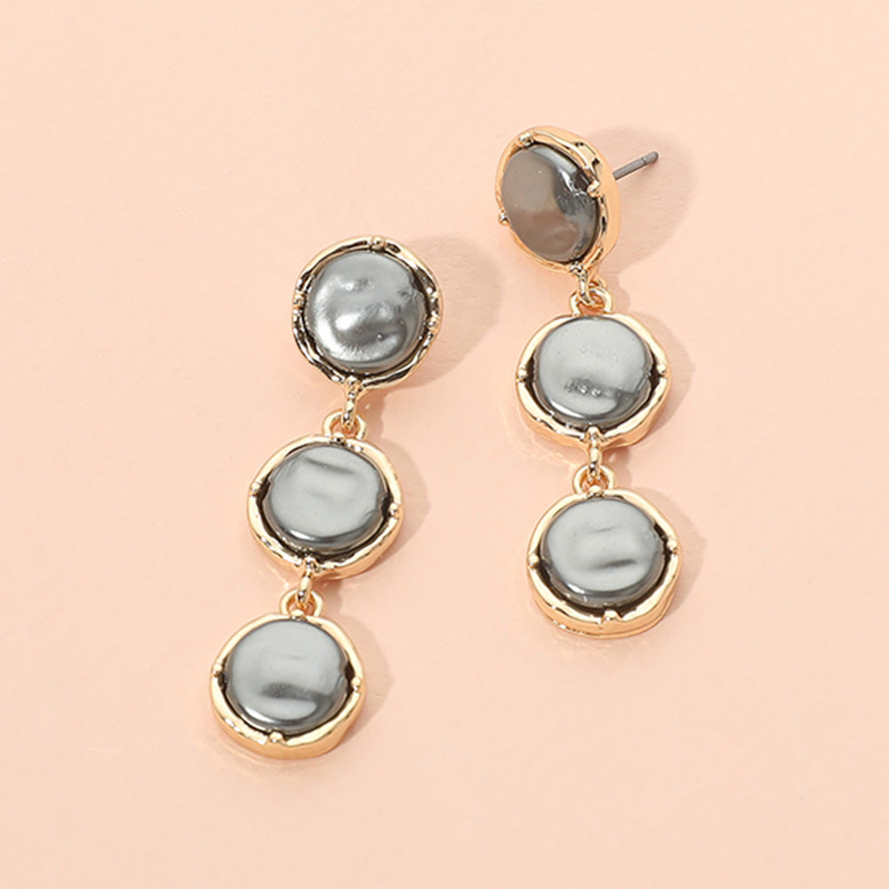 Madeline Love Gold, Gray Triple Pearl Cluster Drop Earrings