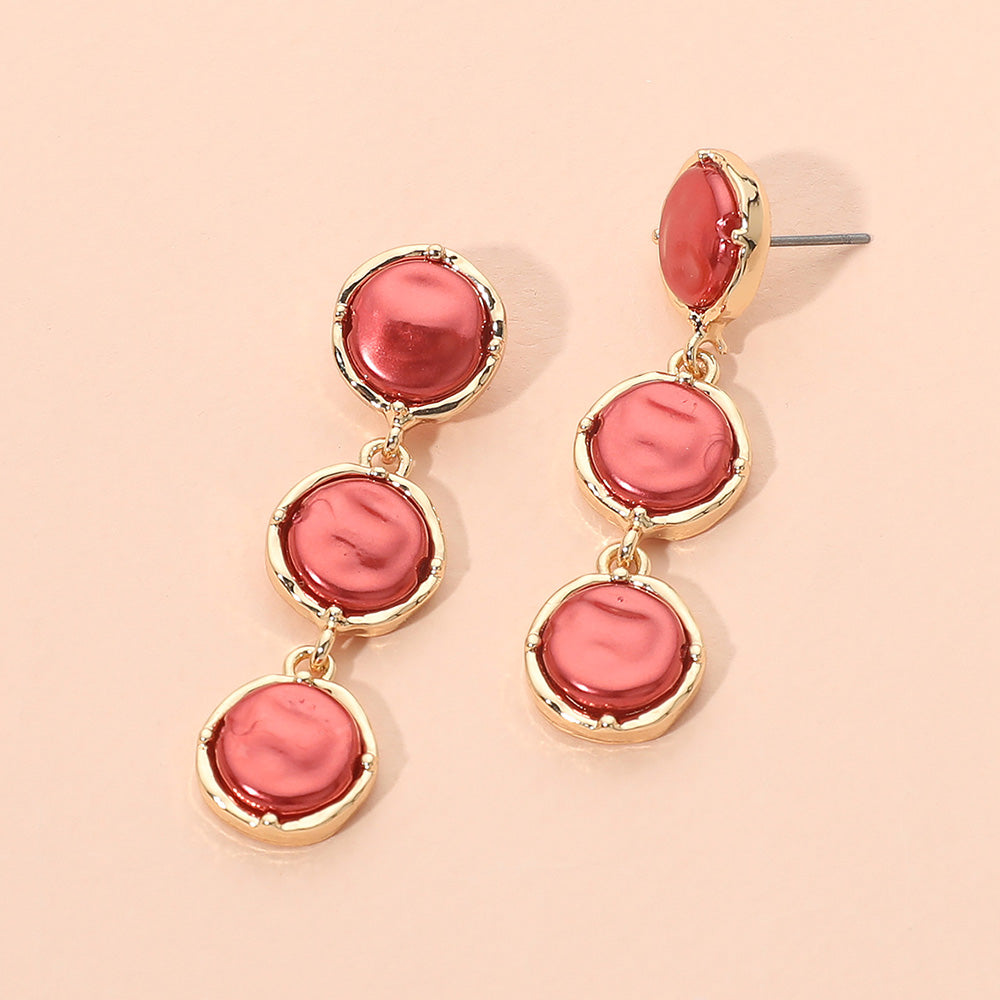 Madeline Love Gold, Red Triple Pearl Cluster Drop Earrings