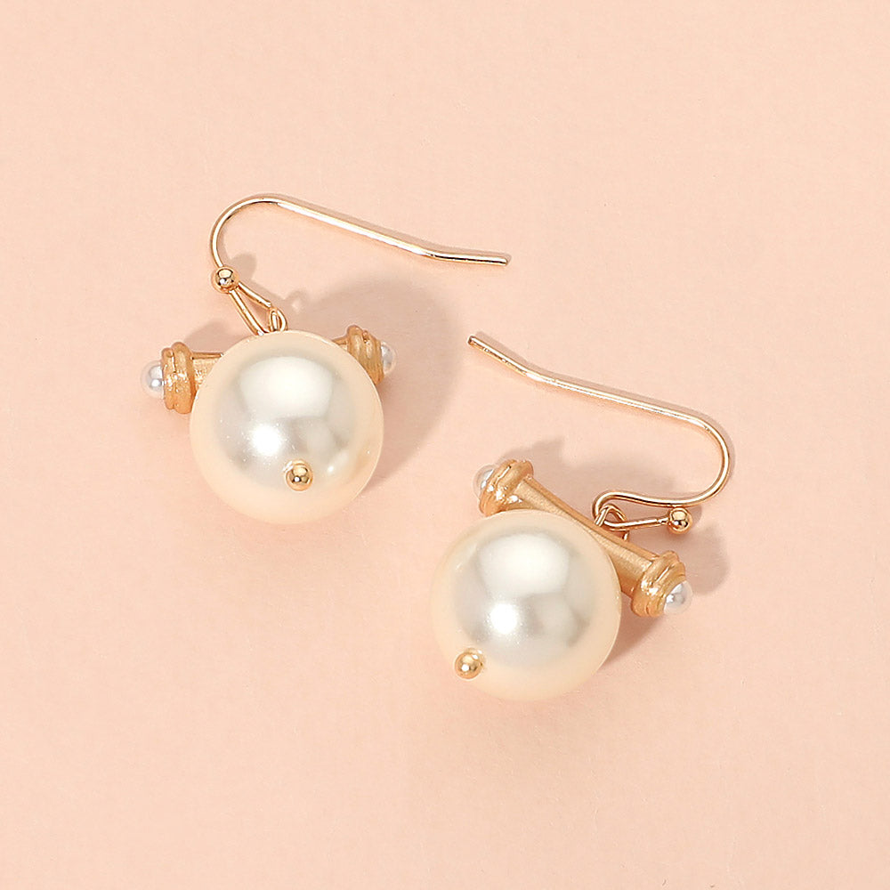 Madeline Love Cream Round Pearl Drop Dangle Earrings
