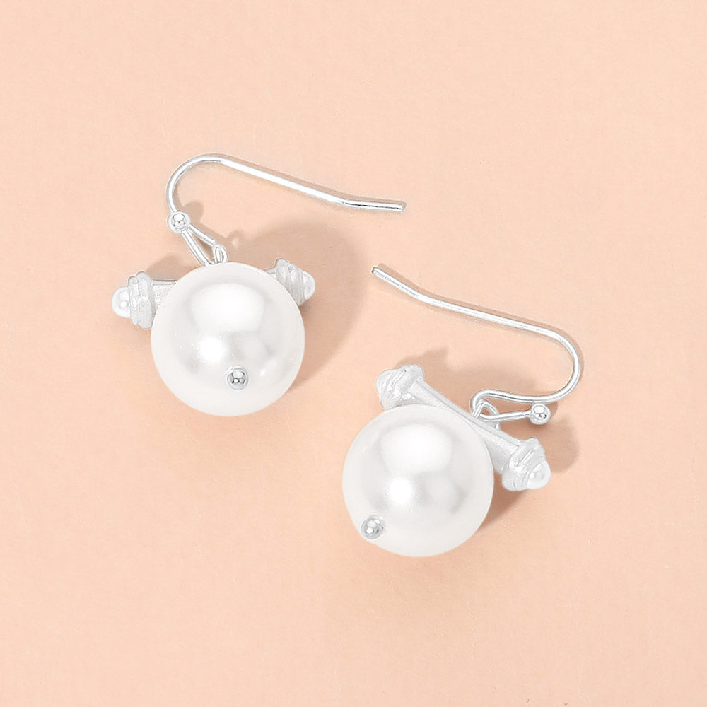Madeline Love White Round Pearl Drop Dangle Earrings