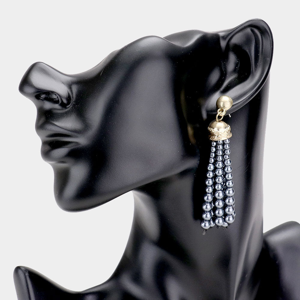 Madeline Love Gray Pearl Tassel Earrings