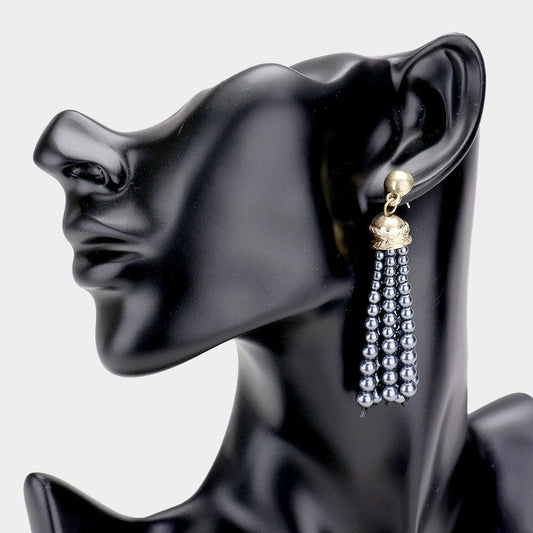 Madeline Love Gray Pearl Tassel Earrings
