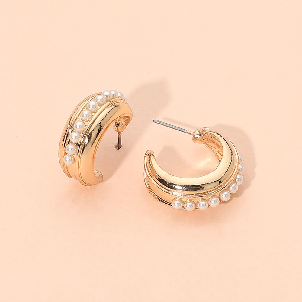 Madeline Love Gold Pearl Hoop Earrings