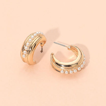 Madeline Love Gold Pearl Hoop Earrings