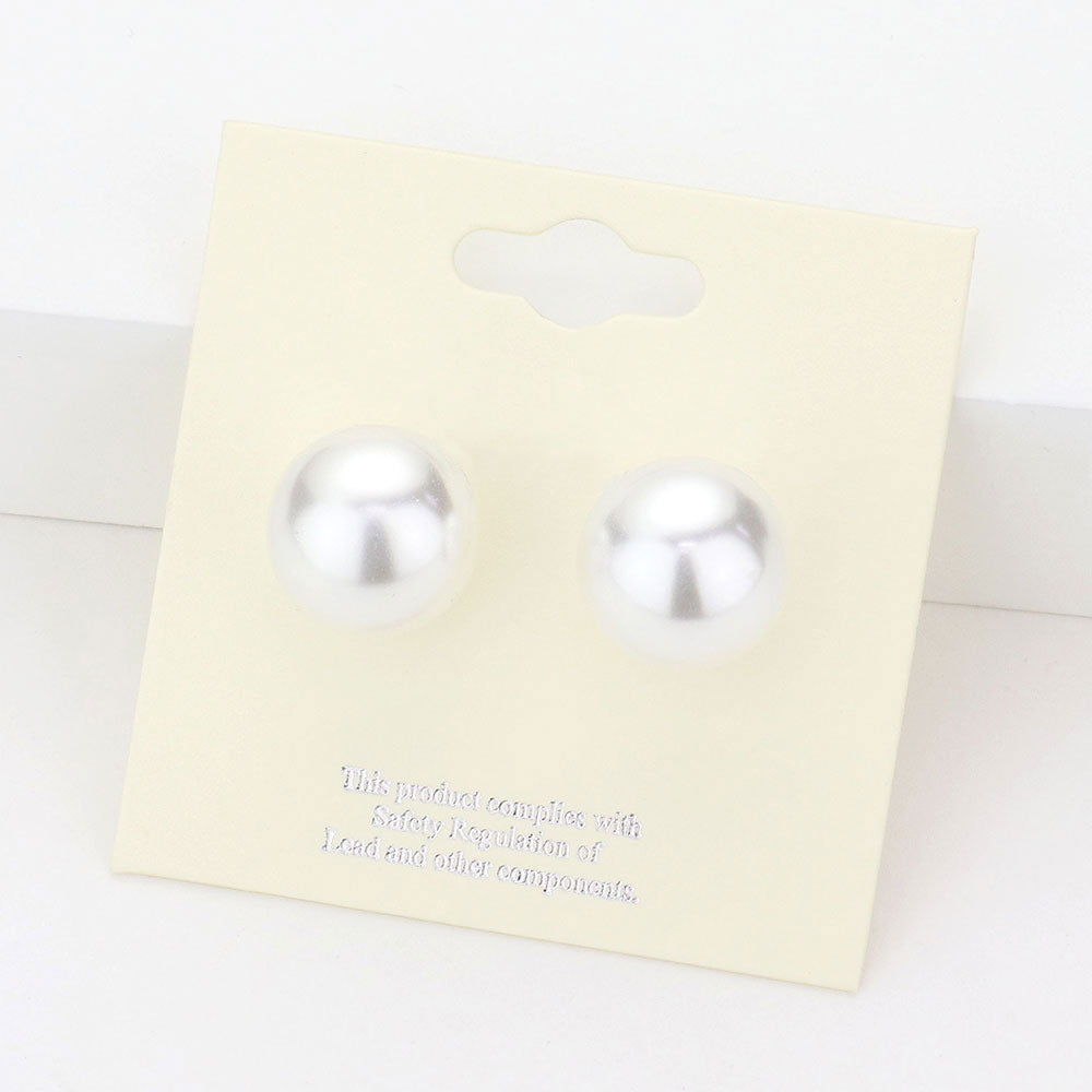 Madeline Love White 14mm Pearl stud earrings