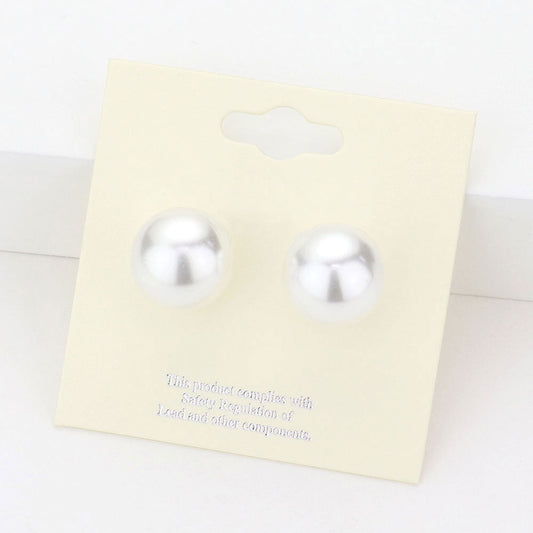 Madeline Love White 14mm Pearl stud earrings