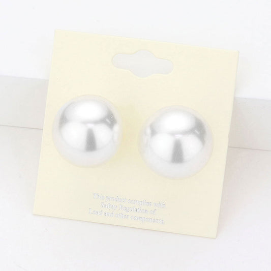 Madeline Love White 20mm Pearl stud earrings