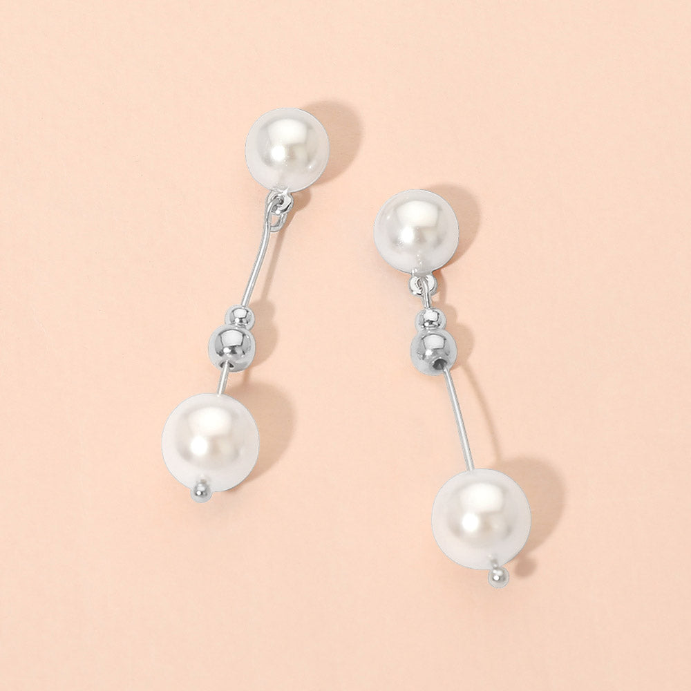 Madeline Love Rhodium Pearl Drop Earrings