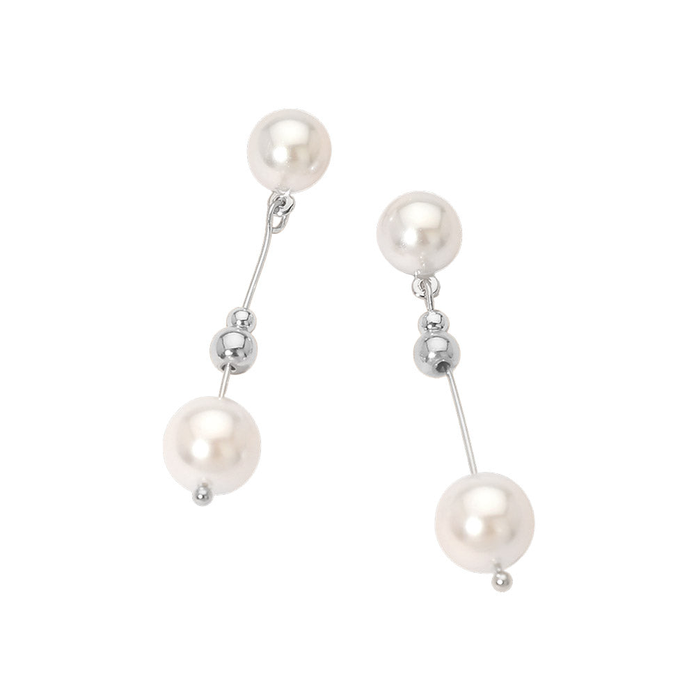 Madeline Love Rhodium Pearl Drop Earrings - desc
