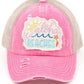 C.C DISTRESSED ALOHA BEACHES PATCH PONYCAP - Pink - Pony Cap