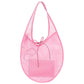 Pink Mesh Tote Bag is perfect for carrying all your essentials while also staying stylish. Made with durable and breathable mesh material, it is ideal for beach trips, picnics, and outdoor activities. Its lightweight design and spacious interior make it a must-have accessory for any adventure.