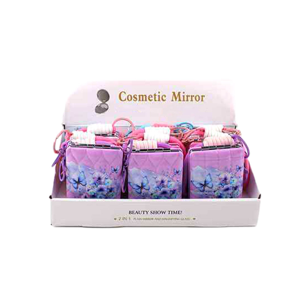 Madeline Love Assorted 12PCS - Butterfly Flower Printed Bag Charm Keychain Cosmetic Mirrors - Bags & Wallets - extra