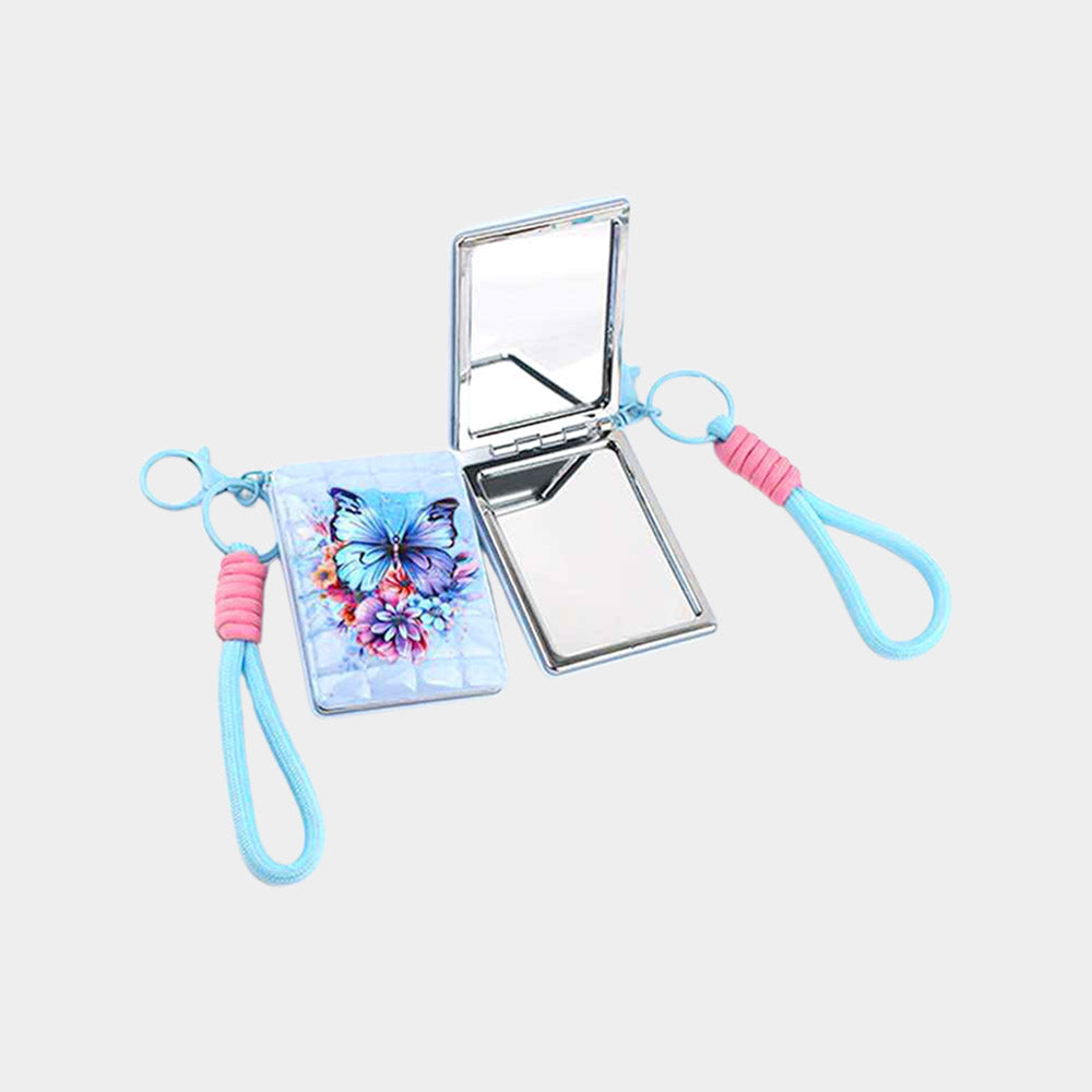 Madeline Love Assorted 12PCS - Butterfly Flower Printed Bag Charm Keychain Cosmetic Mirrors - Bags & Wallets - extra