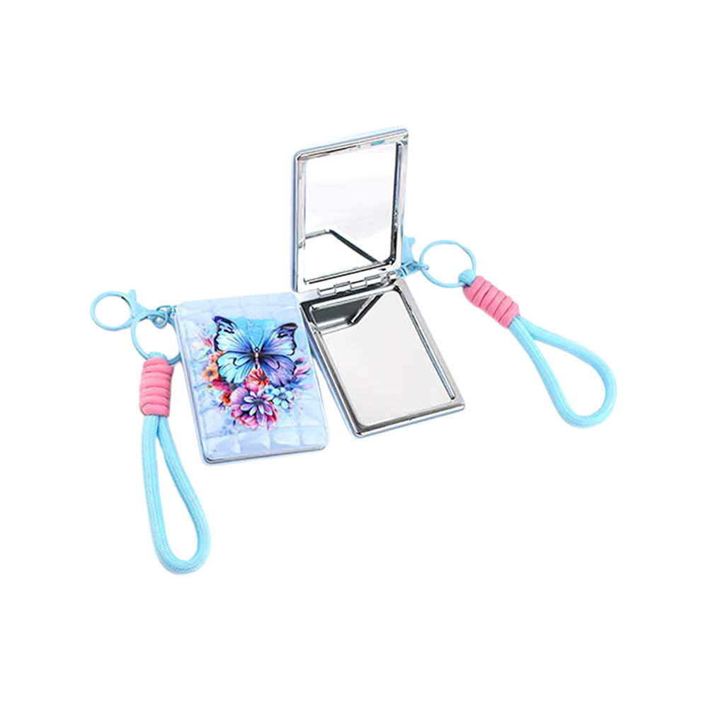 Madeline Love Assorted 12PCS - Butterfly Flower Printed Bag Charm Keychain Cosmetic Mirrors - Bags & Wallets - extra