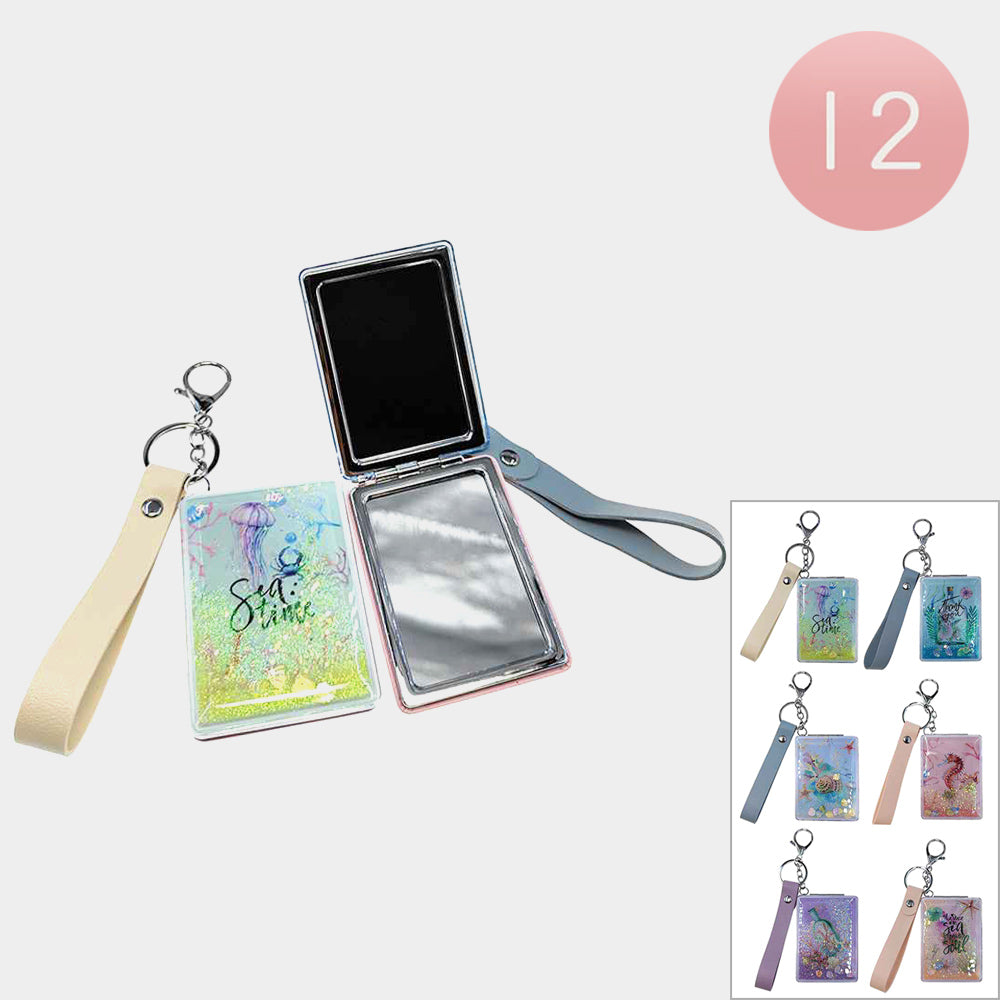 Madeline Love Assorted 12PCS - Floating Glitter SEA DREAM Sea Life Printed Cosmetic Mirrors - Beauty & Cosmetics