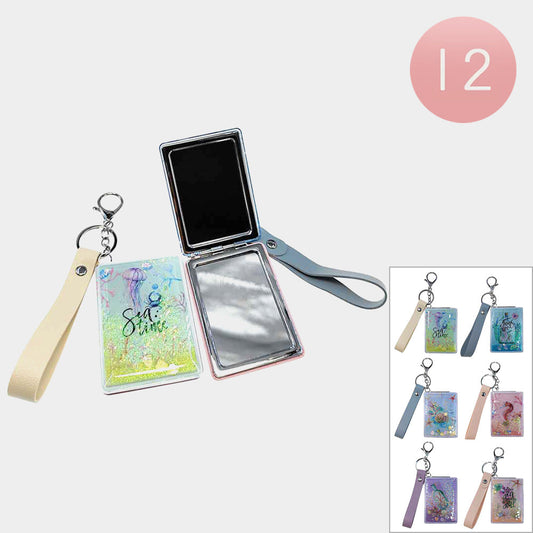 Madeline Love Assorted 12PCS - Floating Glitter SEA DREAM Sea Life Printed Cosmetic Mirrors - Beauty & Cosmetics