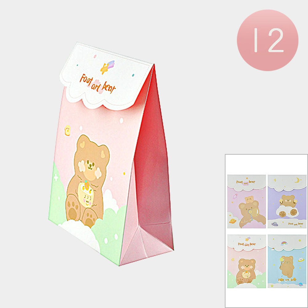 Madeline Love Assorted 12PCS - Bear Character Print Folding Gift Bags - Jewelry
