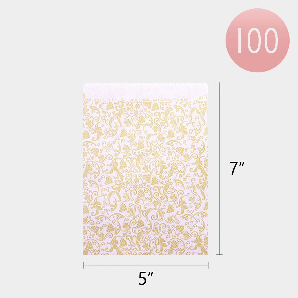 Madeline Love Gold 100PCS - Patterned Paper Gift Bag Set - Jewelry