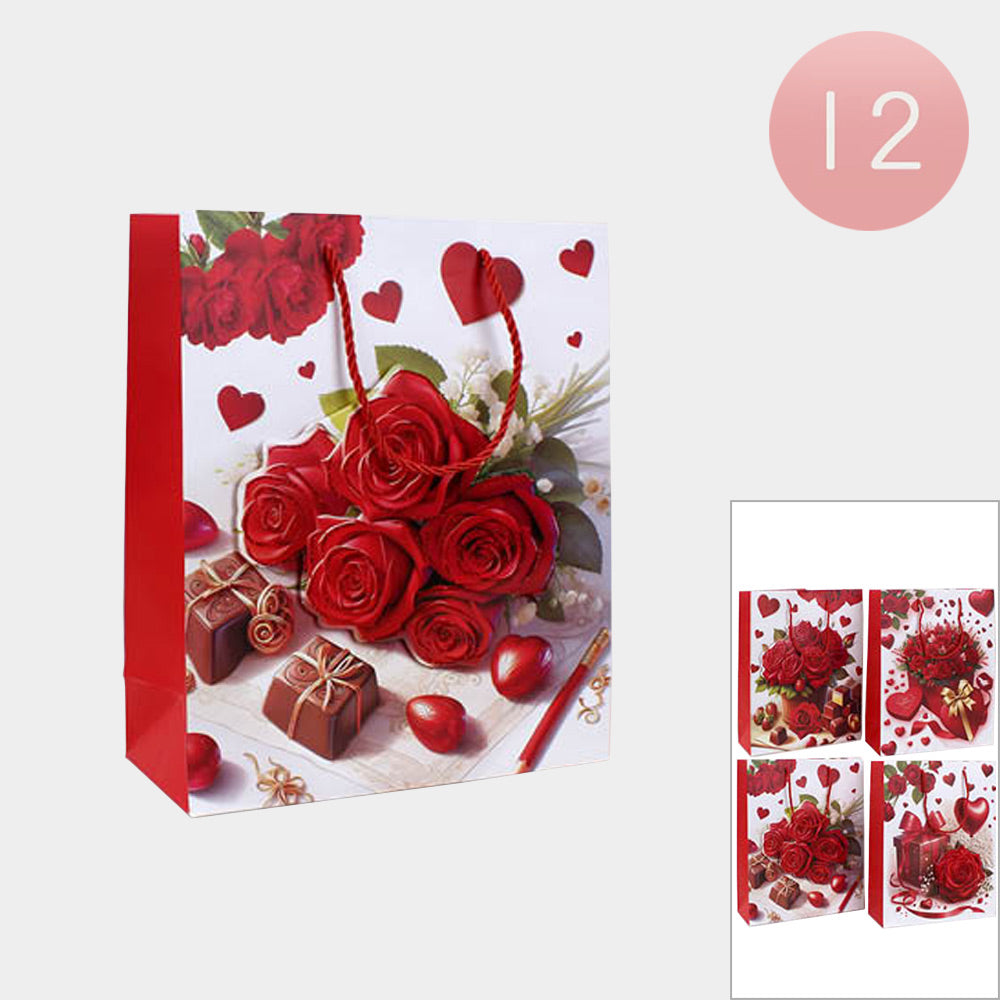 12PCS - Red Rose Printed Gift Bags