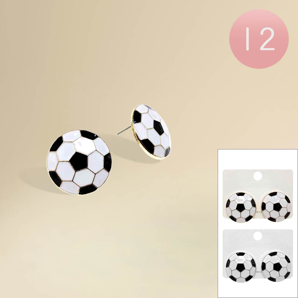 Madeline Love Gold, Silver 12PCS - Soccer Ball Stud Earrings - Jewelry
