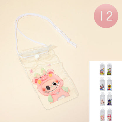 Madeline Love Assorted 12PCS - Monster Bunny Character Transparent Phone Pouch Lanyard Bag - Bags & Wallets