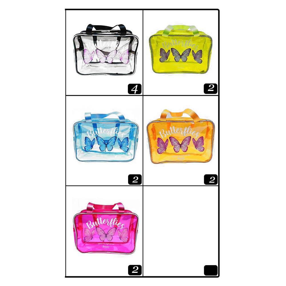 Madeline Love Assorted 12PCS - Triple Butterfly Print Neon Transparent Shoulder Bag - Jewelry - desc