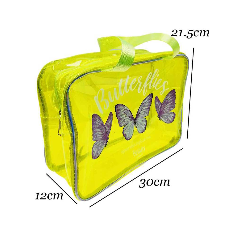 Madeline Love Assorted 12PCS - Triple Butterfly Print Neon Transparent Shoulder Bag - Jewelry - extra