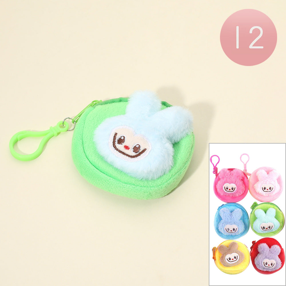 Madeline Love Assorted 12PCS - Plush Monster Bunny Mini Coin Pouch Keychain Bag Charm - Kids