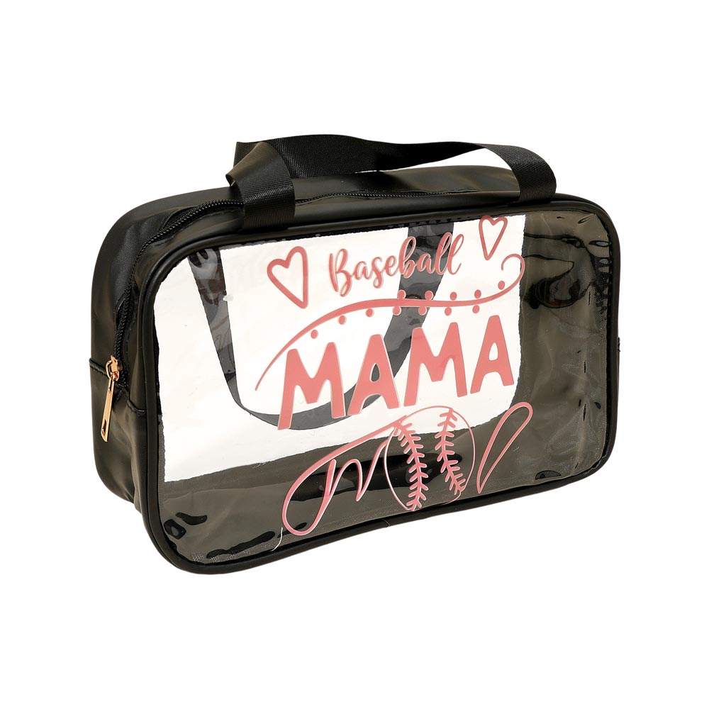 Madeline Love Assorted 12PCS - BASEBALL MAMA Message Printed Transparent Clear Tote Shoulder Bags - Sports & Events - extra