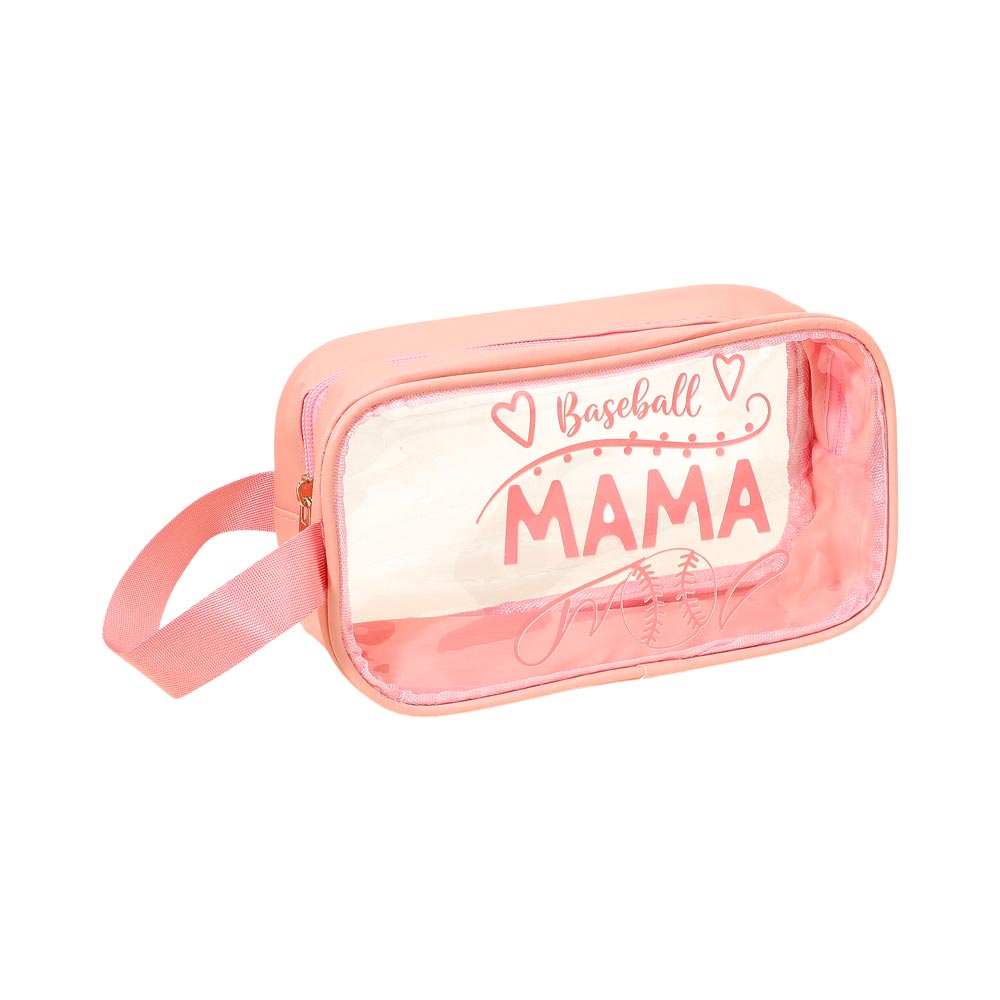 Madeline Love Assorted 12PCS - BASEBALL MAMA Message Printed Transparent Clear Makeup Toiletry Organizer Bags - Sports & Events - extra