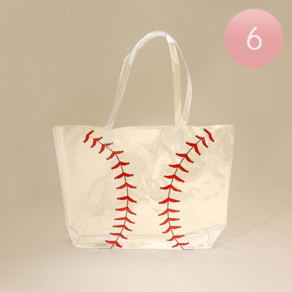 Madeline Love White 6PCS - Transparent Clear Baseball Shoulder Tote Bags - Sports & Events