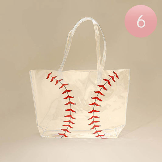 Madeline Love White 6PCS - Transparent Clear Baseball Shoulder Tote Bags - Sports & Events