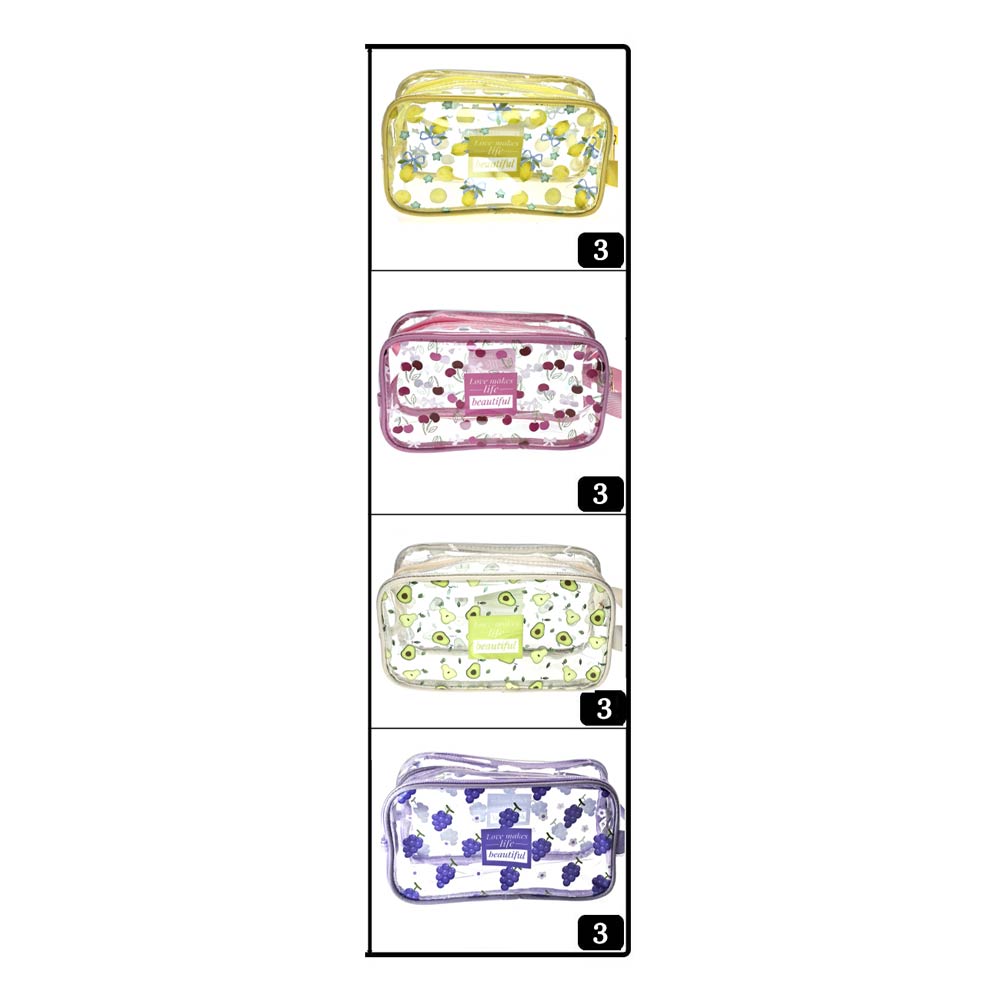Madeline Love Assorted 12PCS - Fruit Pattern Print Clear Cosmetic Makeup Travel Organizer Pouch Bags - Jewelry - desc