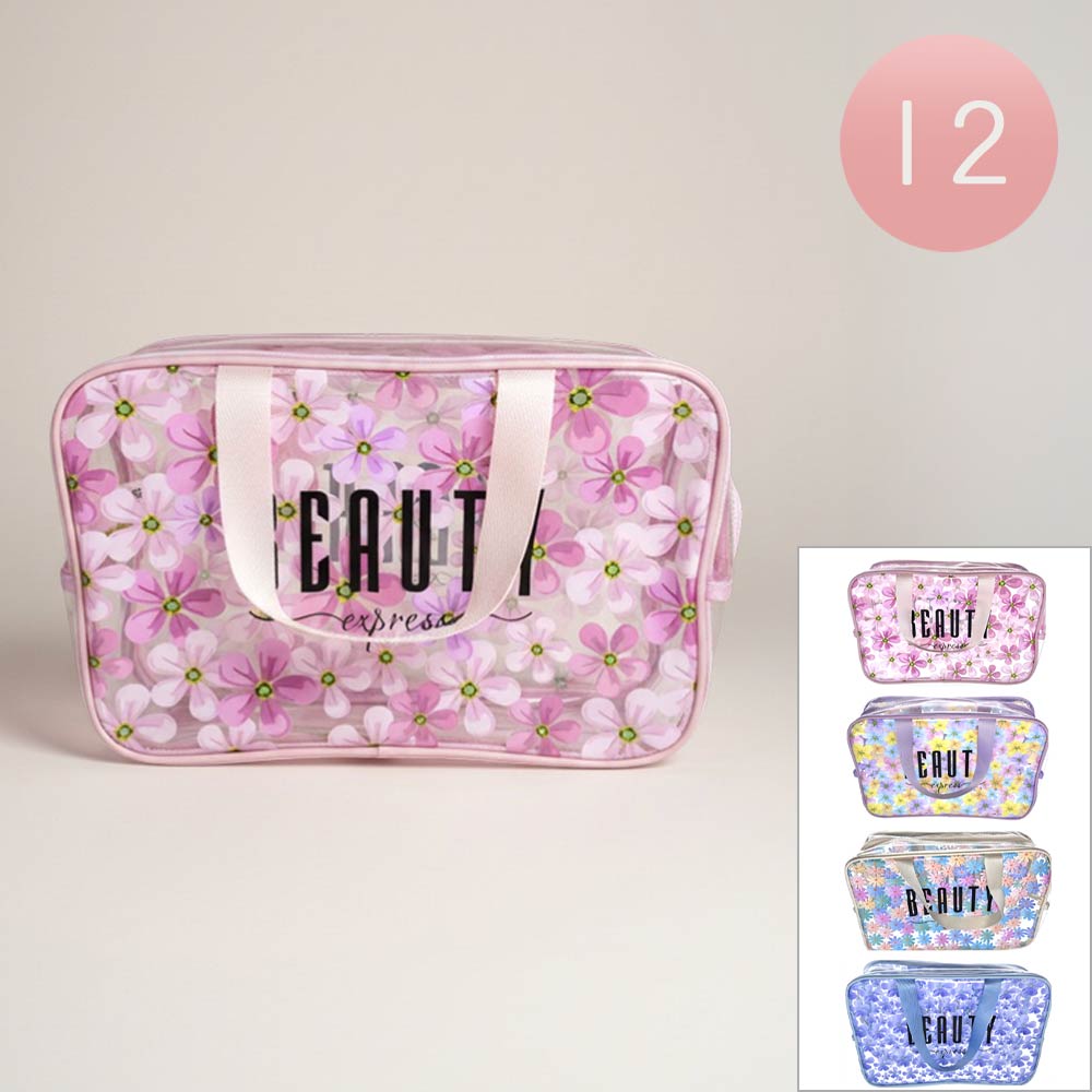Madeline Love Assorted 12PCS - Beauty Express Message Flower Pattern Clear Shoulder Bags - Jewelry