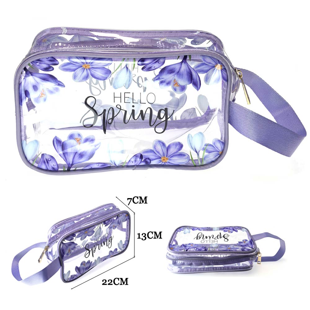 Madeline Love Assorted 12PCS - Hello Spring Message Flower Pattern Print Clear Cosmetic Makeup Travel Organizer Pouch Bags - Jewelry - extra