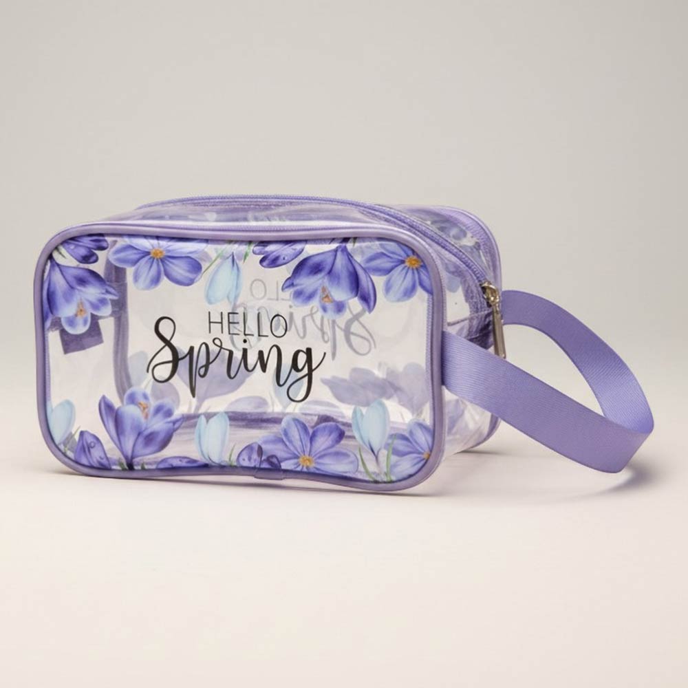 Madeline Love Assorted 12PCS - Hello Spring Message Flower Pattern Print Clear Cosmetic Makeup Travel Organizer Pouch Bags - Jewelry - extra