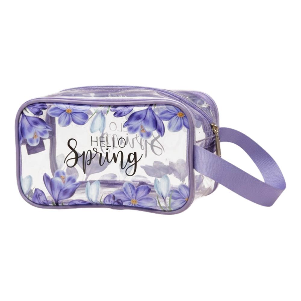 Madeline Love Assorted 12PCS - Hello Spring Message Flower Pattern Print Clear Cosmetic Makeup Travel Organizer Pouch Bags - Jewelry - extra